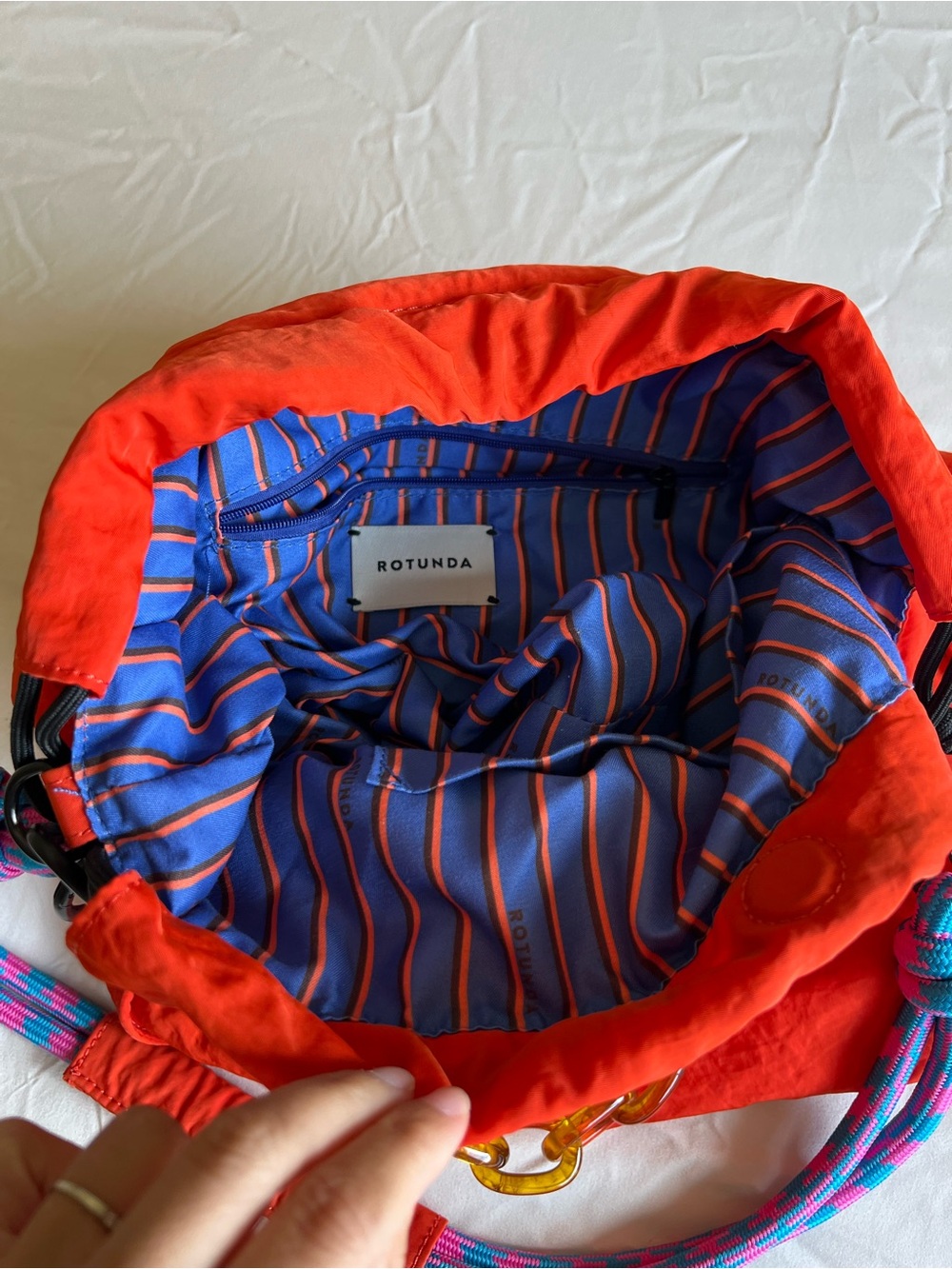 Bright Orange Tote with Mixed Chain & Rope Handle - Picture 5 of 6